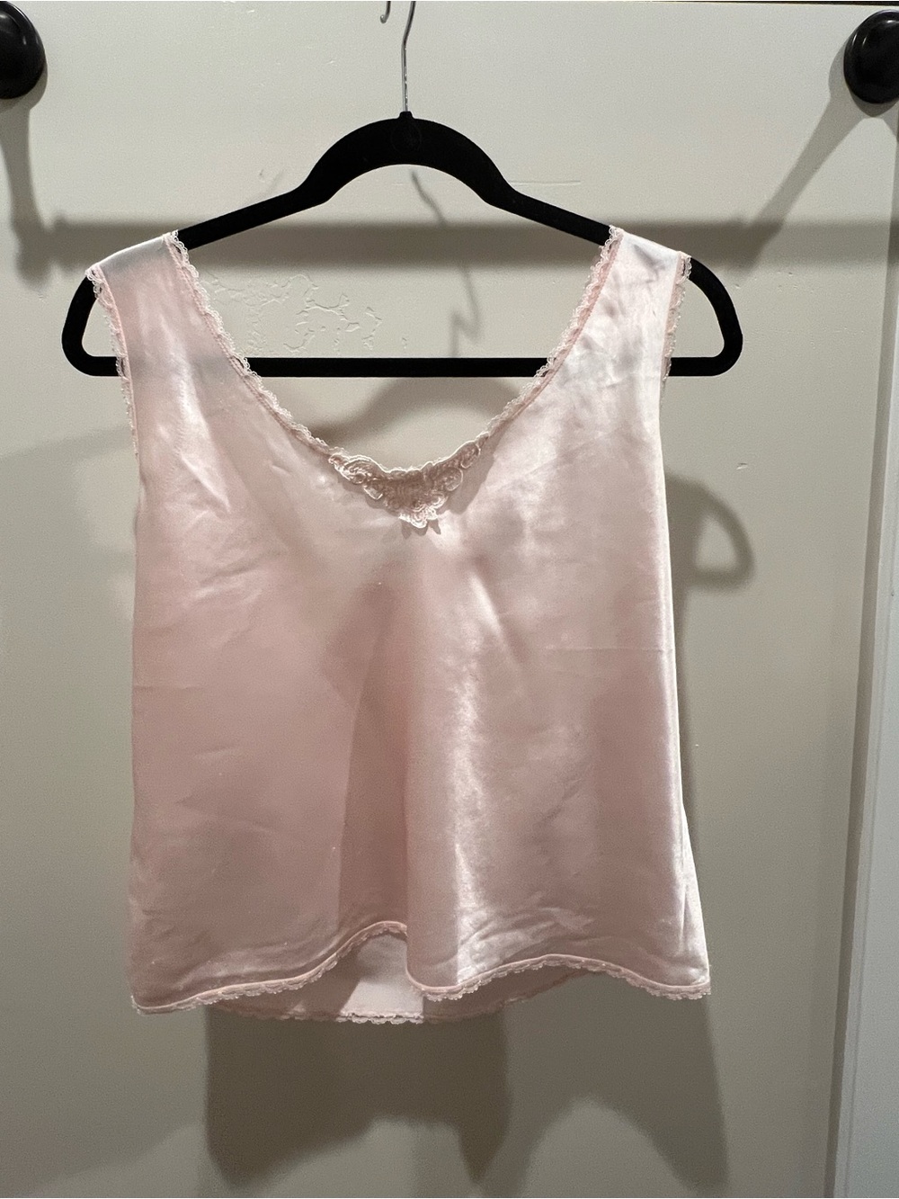 Vintage Escapades Pink Camisole Lace Trim Made in USA M